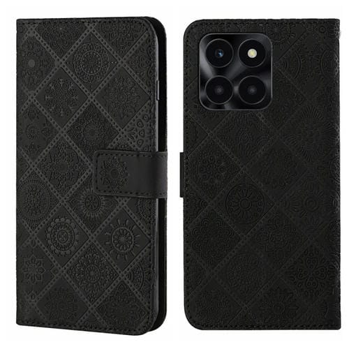 Funda de Cuero con Patrón en Relieve Estilo Étnico para Honor X6A/X6B (Negro)