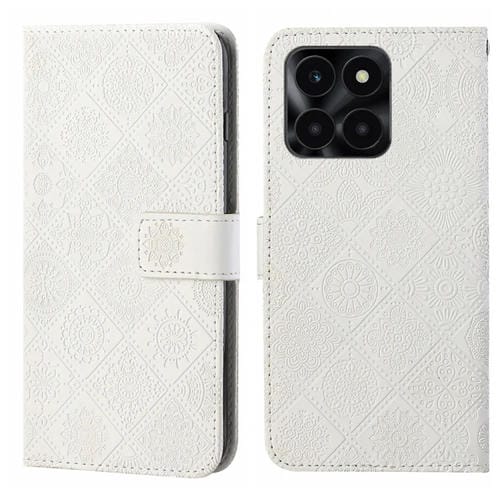 Funda de Cuero con Patrón en Relieve Estilo Étnico para Honor X6A/X6B (Blanco)