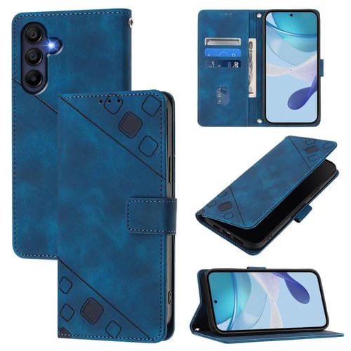 Funda de piel con relieve para Samsung Galaxy A17 5G (azul)