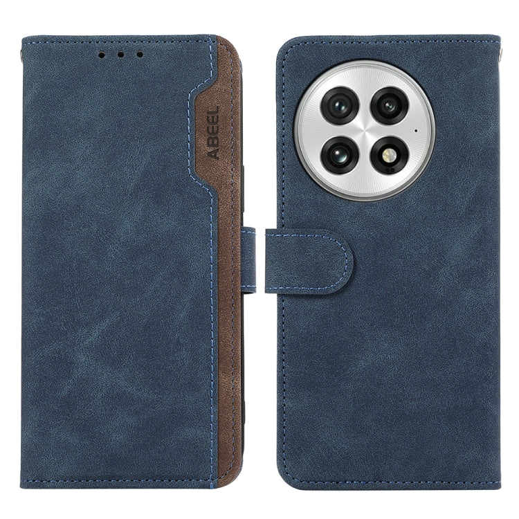 Funda de Cuero con Bloqueo de Color Abeel para OnePlus Nord 13 (Azul y Marrón)