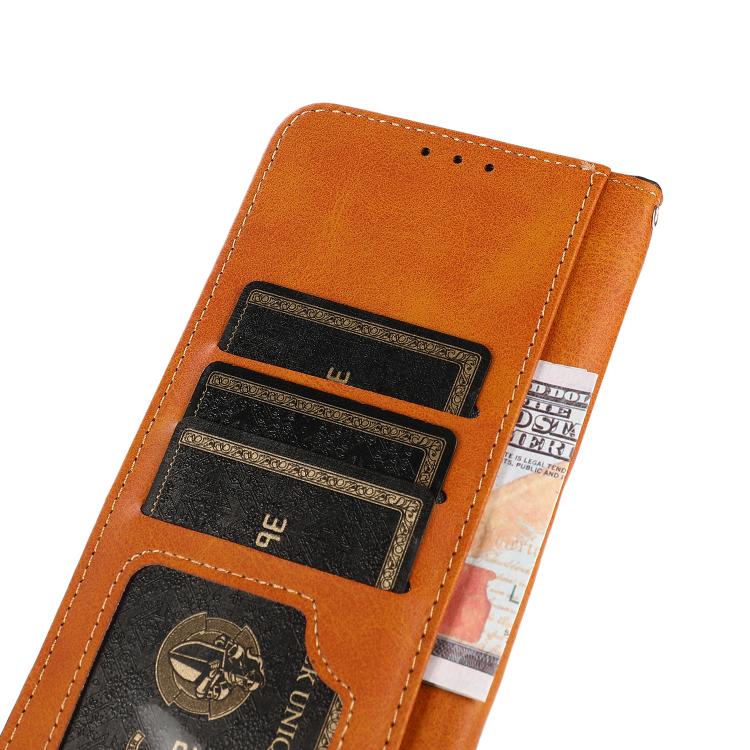 Funda de piel de vacuno bicolor KHAZNEH para Samsung Galaxy A17 5G (marrón)