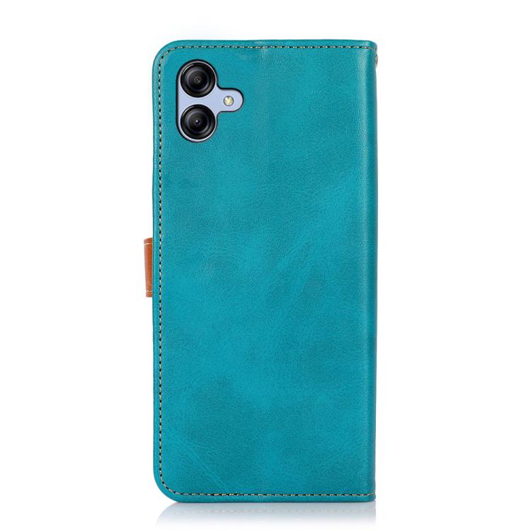 Funda de piel de vacuno bicolor KHAZNEH para Samsung Galaxy A07 5G (azul)