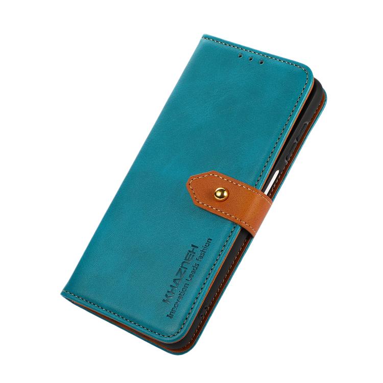 Funda de piel de vacuno bicolor KHAZNEH para Samsung Galaxy A07 5G (azul)