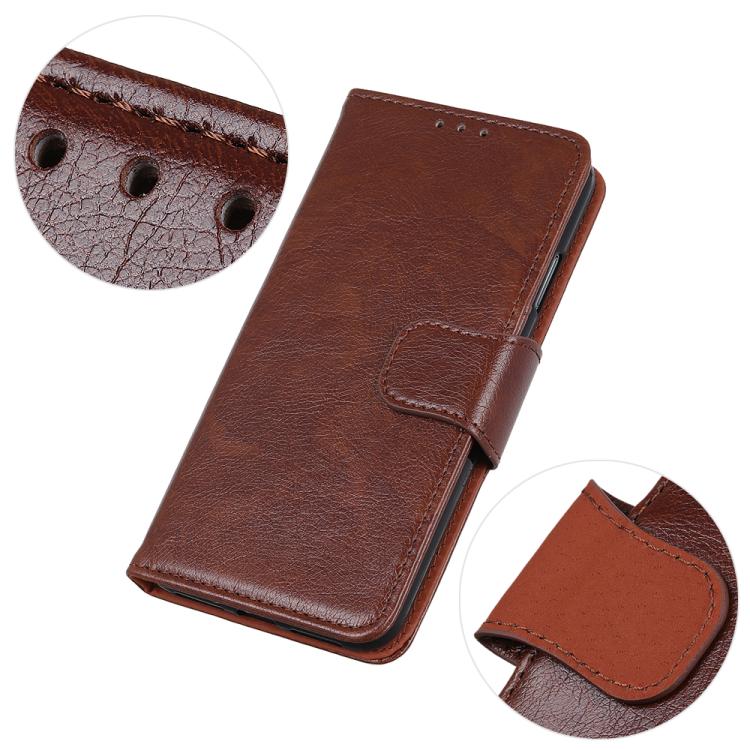 Funda de cuero con tapa horizontal y textura Nappa para Samsung Galaxy A17 5G (marrón)