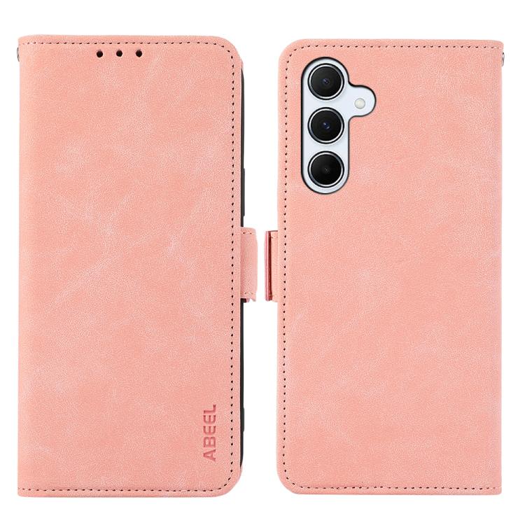 Funda de cuero magnético ABEEL con protección RFID para Samsung Galaxy A17 5G (rosa)