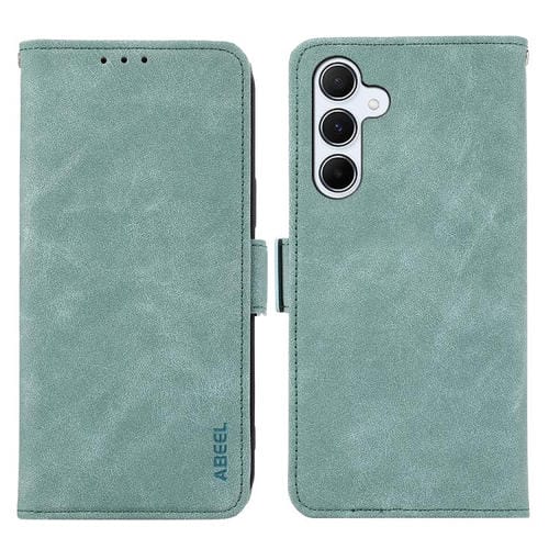 Funda de cuero magnético ABEEL con protección RFID para Samsung Galaxy A17 5G (cian)
