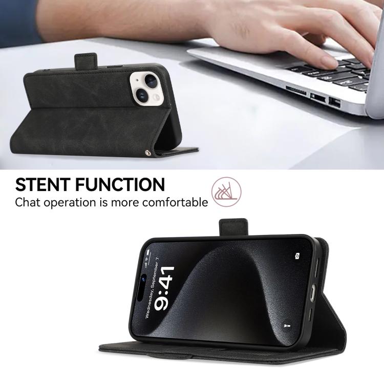 Funda de cuero con imán RFID ABEEL para Samsung Galaxy A07 5G (negra)