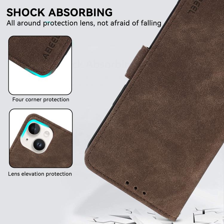 Funda de cuero magnético ABEEL con protección RFID para Samsung Galaxy A07 5G (marrón)