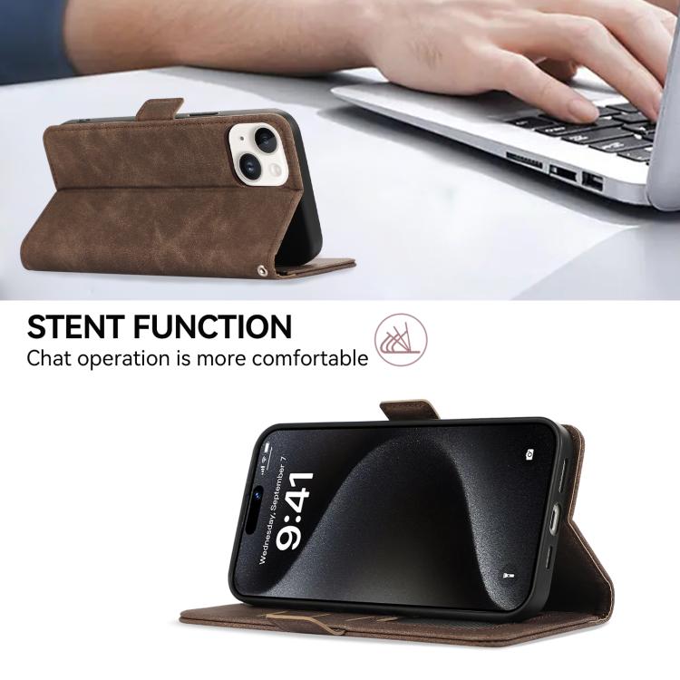 Funda de cuero magnético ABEEL con protección RFID para Samsung Galaxy A07 5G (marrón)