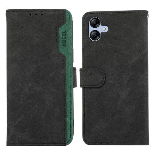 Funda de cuero con bloqueo de color ABEEL para Samsung Galaxy A07 5G (negro y verde)
