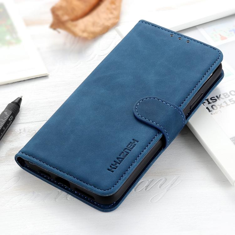 Funda de cuero con tapa horizontal y textura retro KHAZNEH para Samsung Galaxy A17 5G (azul)