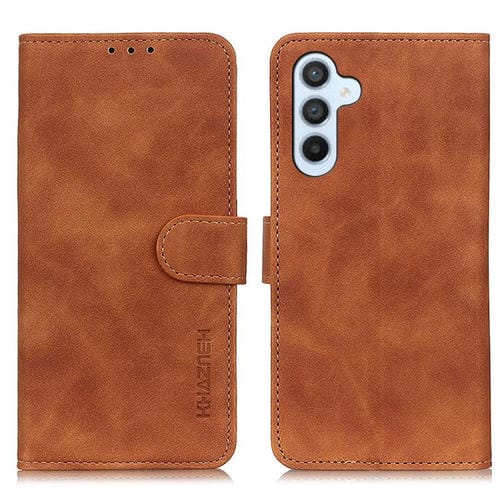 Funda de cuero con tapa horizontal y textura retro KHAZNEH para Samsung Galaxy A17 5G (marrón)
