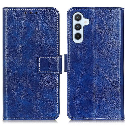 Funda de cuero con textura retro de caballo loco para Samsung Galaxy A17 5G (azul)