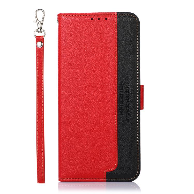 Funda de cuero con textura de lichi KHAZNEH RFID para Samsung Galaxy A07 5G (roja)