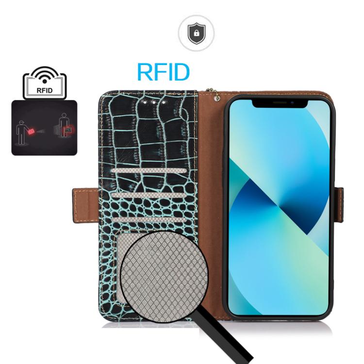 Funda de piel de vacuno con capa superior de cocodrilo para Samsung Galaxy A07 5G (verde)