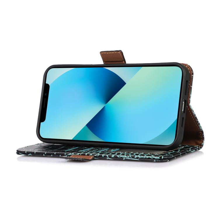 Funda de piel de vacuno con capa superior de cocodrilo para Samsung Galaxy A07 5G (verde)