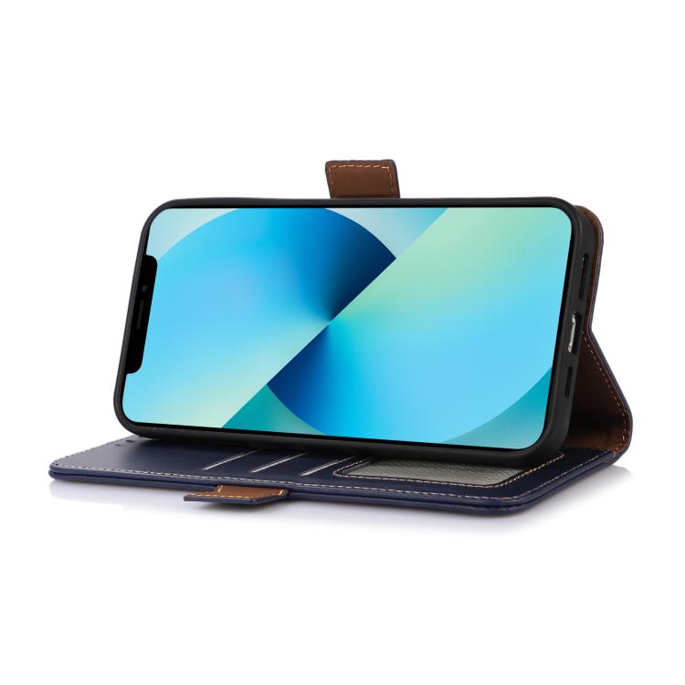 Funda magnética de cuero genuino con textura Crazy Horse RFID para Samsung Galaxy A07 5G (azul)