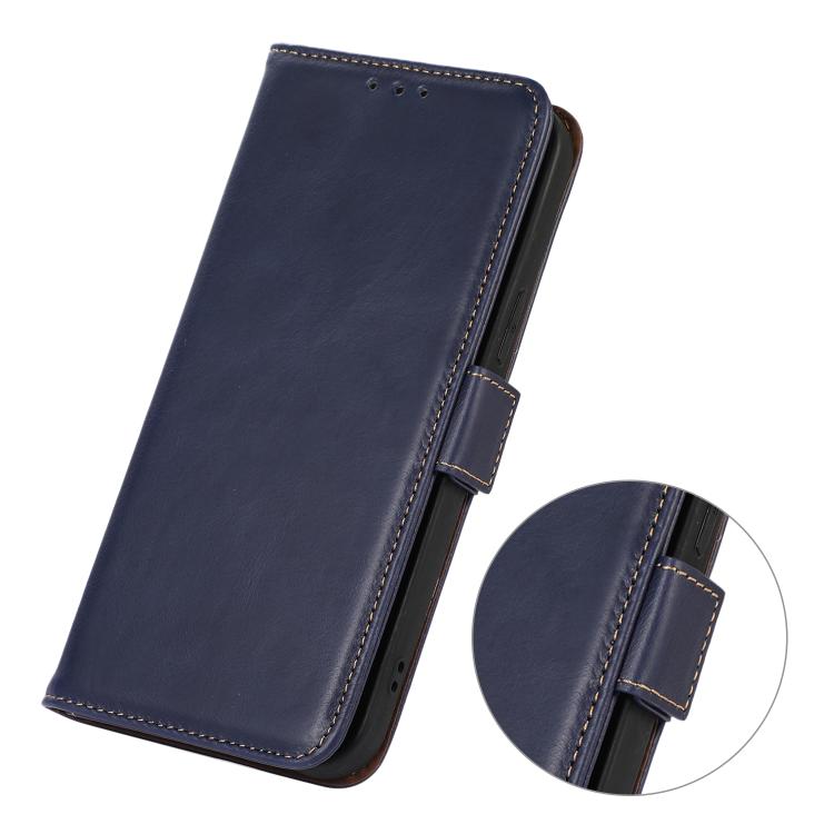 Funda magnética de cuero genuino con textura Crazy Horse RFID para Samsung Galaxy A07 5G (azul)