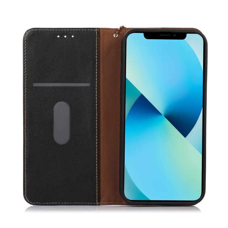 Funda de piel de vacuno KHAZNEH Nappa con capa superior para Samsung Galaxy A17 5G (negra)