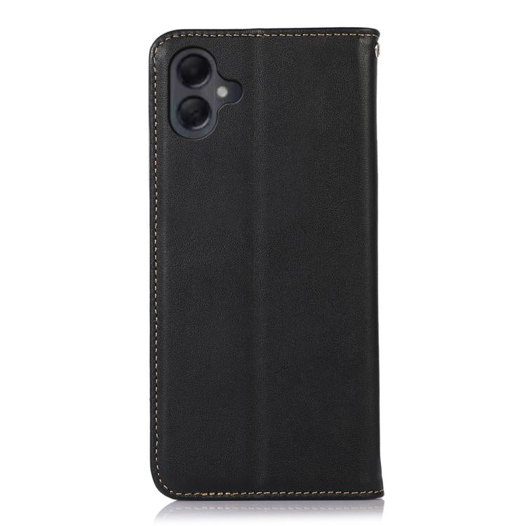 Funda de piel de vacuno KHAZNEH Nappa con capa superior para Samsung Galaxy A07 5G (negra)