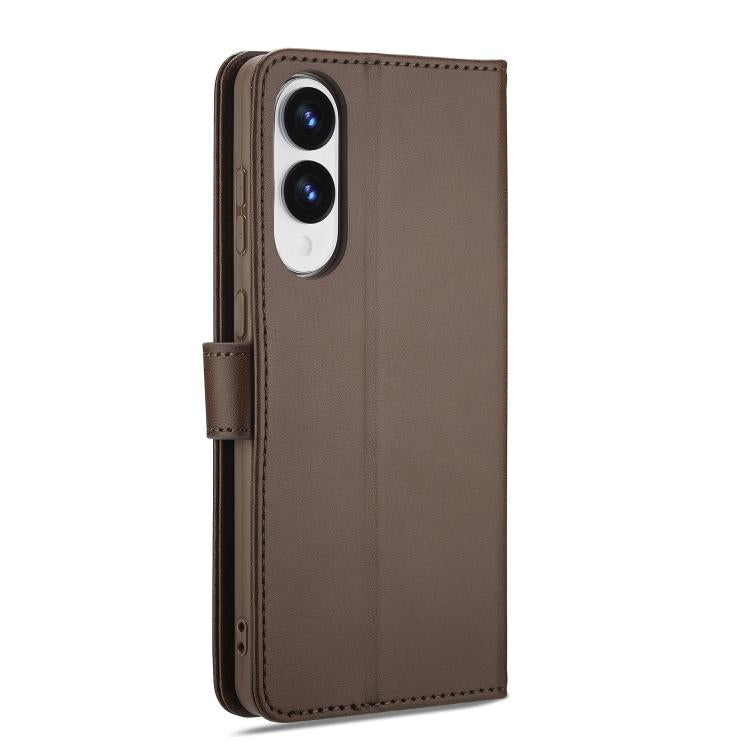 Funda LC.IMEEKE de piel con textura de becerro para Samsung Galaxy S25 Edge 5G (café)