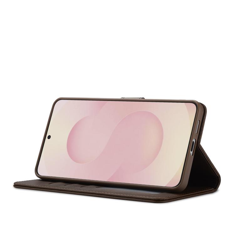 Funda LC.IMEEKE de piel con textura de becerro para Samsung Galaxy S25 Edge 5G (café)