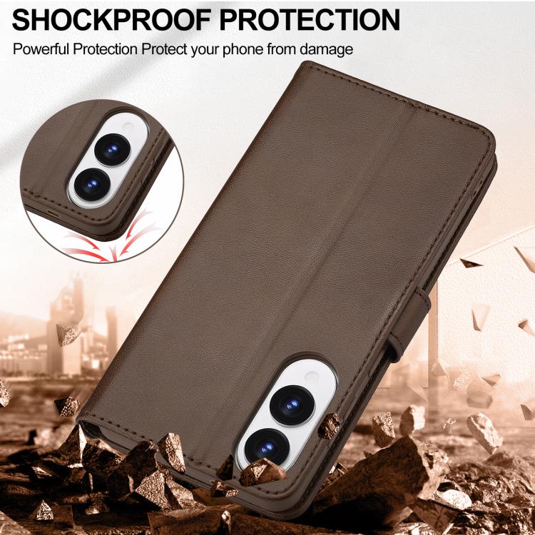 Funda LC.IMEEKE de piel con textura de becerro para Samsung Galaxy S25 Edge 5G (café)