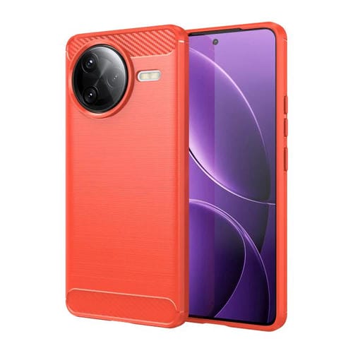 Funda de Teléfono de TPU con Textura Cepillada de Fibra de Carbono para Redmi K80 Pro (Roja)
