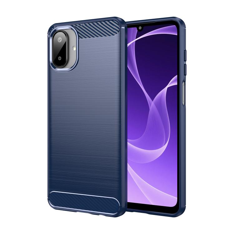 Funda de TPU con textura cepillada de fibra de carbono para Samsung Galaxy A07 4G (azul)