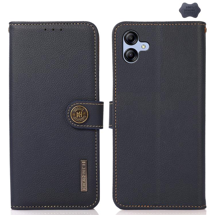 Funda de cuero genuino KHAZNEH Custer RFID para Samsung Galaxy A07 5G (azul)
