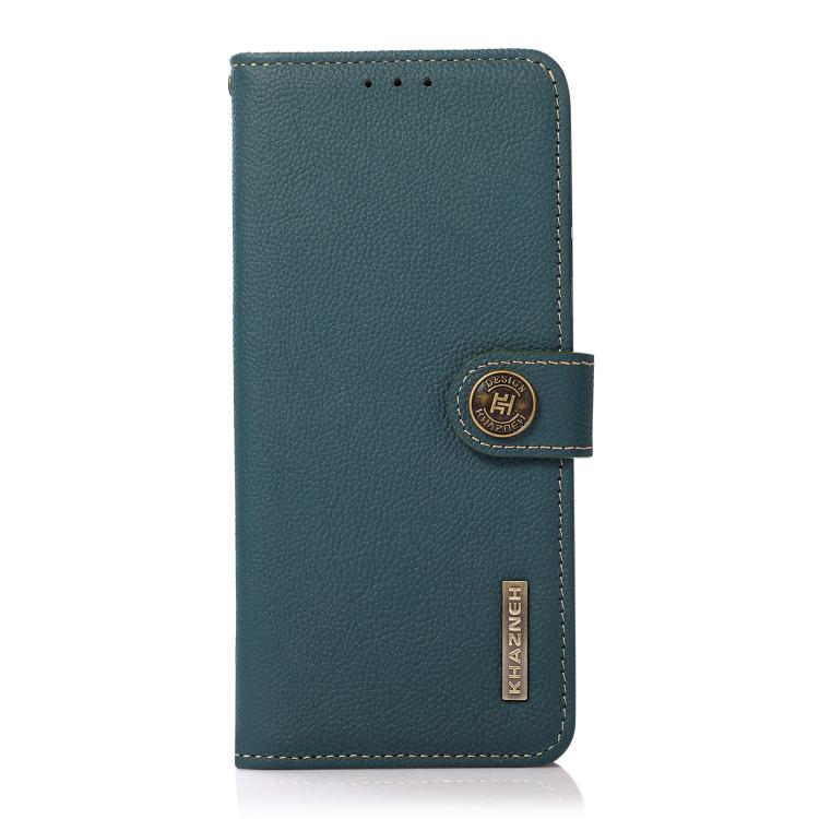 Funda de cuero genuino KHAZNEH Custer RFID para Samsung Galaxy A07 5G (verde)