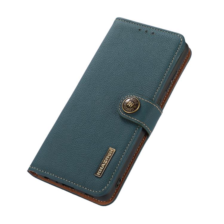 Funda de cuero genuino KHAZNEH Custer RFID para Samsung Galaxy A07 5G (verde)