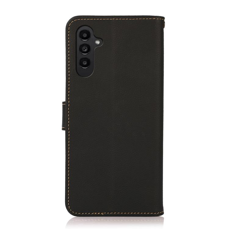 Funda de cuero genuino KHAZNEH Custer RFID para Samsung Galaxy A17 5G (negra)