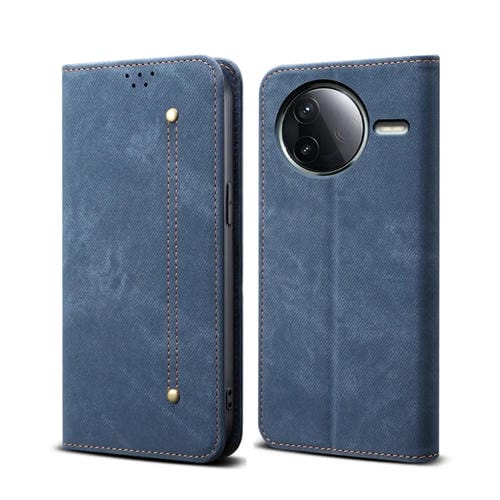 Funda de Cuero con Tapa Horizontal y Textura Vaquera para Redmi K80 Pro (Azul)