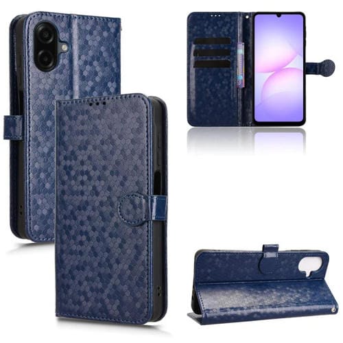 Funda de cuero con textura de lunares y panal para Samsung Galaxy A07 4G (azul)
