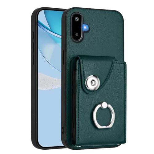 Funda para Samsung Galaxy F06 5G / M06 5G con tarjetero y anillo (verde)