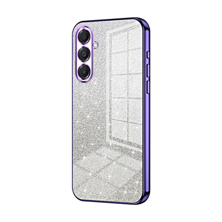 Funda para Samsung Galaxy A17 con purpurina degradada y galvanizada (morada)