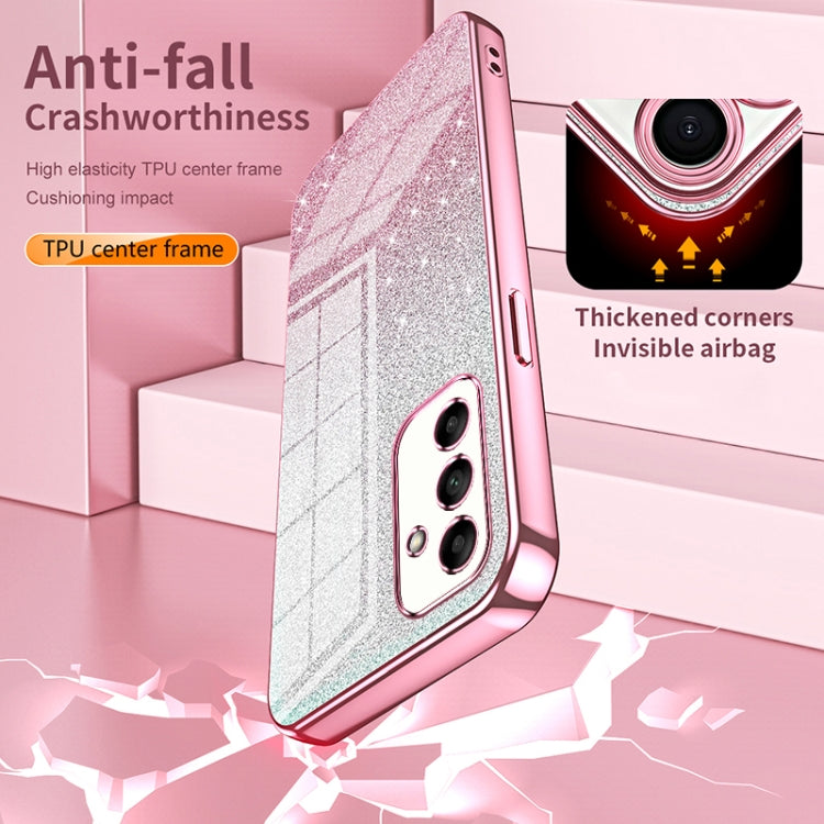 Funda para Samsung Galaxy A07 con purpurina degradada en polvo galvanizado (plateada)