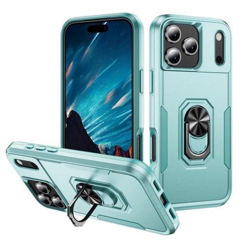 Funda Pioneer Armor de PC y TPU resistente con soporte para iPhone 17 Pro (verde)