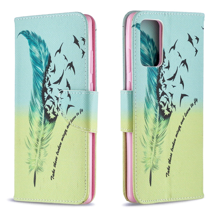 Estuche de Cuero abatible Samsung Galaxy Note 20 con Dibujo Coloreado, Soporte, Ranuras para Tarjetas y Billetera (Pluma)