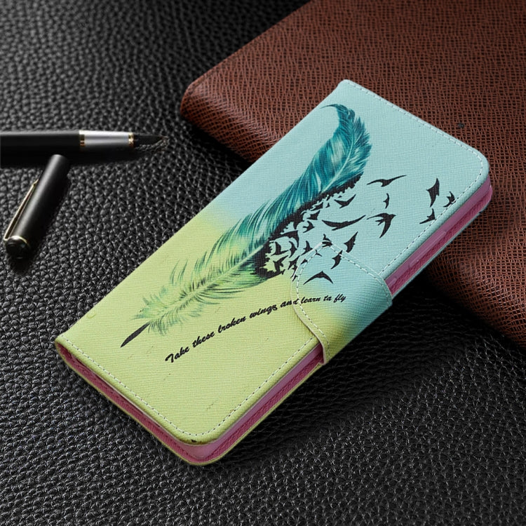 Estuche de Cuero abatible Samsung Galaxy Note 20 con Dibujo Coloreado, Soporte, Ranuras para Tarjetas y Billetera (Pluma)