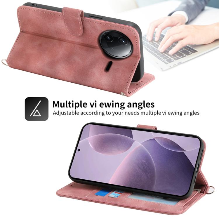 Funda de cuero con relieve floral para Redmi K80/K80 Pro (rosa)