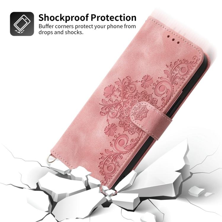 Funda de cuero con relieve floral para Redmi K80/K80 Pro (rosa)
