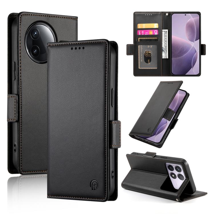 Funda de cuero esmerilado con hebilla lateral magnética para Redmi K80/K80 Pro (negro)