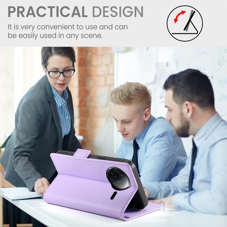 Funda de cuero esmerilado con hebilla lateral magnética para Redmi K80/K80 Pro (morado)