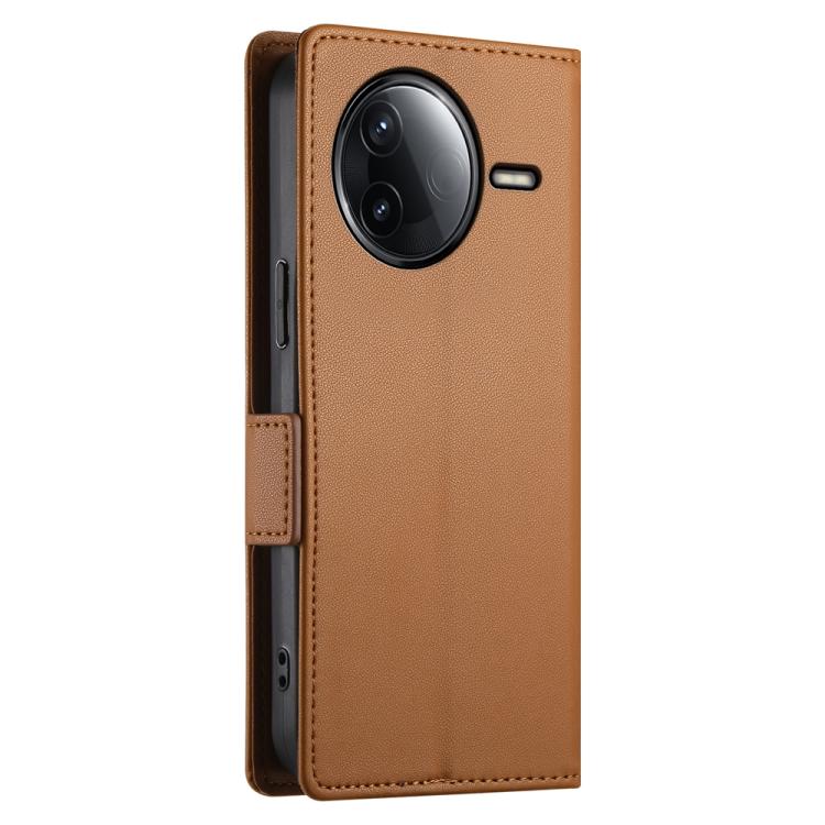 Funda de cuero esmerilado magnético con hebilla lateral para Redmi K80/K80 Pro (marrón)