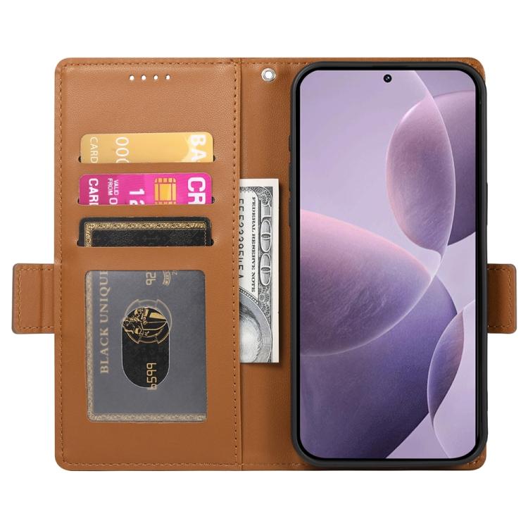 Funda de cuero esmerilado magnético con hebilla lateral para Redmi K80/K80 Pro (marrón)