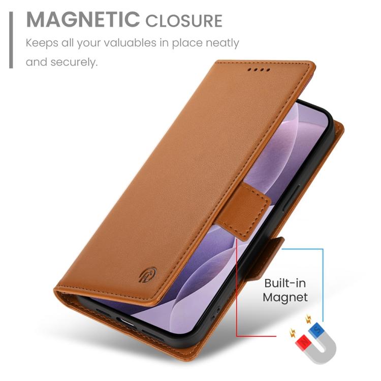 Funda de cuero esmerilado magnético con hebilla lateral para Redmi K80/K80 Pro (marrón)