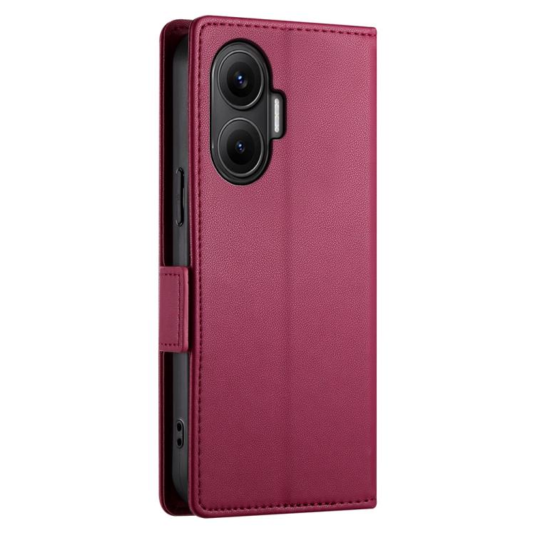 Funda de cuero esmerilado con hebilla lateral magnética para Redmi Turbo 4 Pro / Xiaomi Poco F7 (rojo vino)