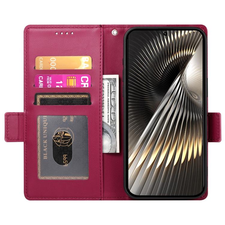 Funda de cuero esmerilado con hebilla lateral magnética para Redmi Turbo 4 Pro / Xiaomi Poco F7 (rojo vino)